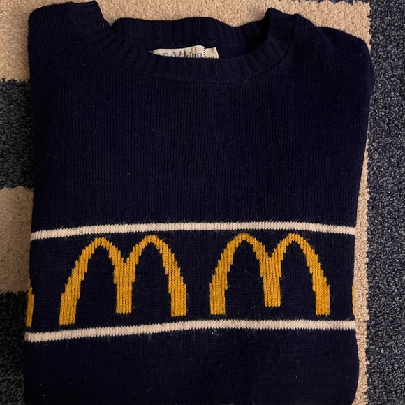 AMAZING RARE McDonald's Golden Arches Navy Blue 80s Vintage Sweater Small - Picture 5 of 9